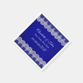 Royal Personalized Cobalt Lace Wedding Servet (Hoek)