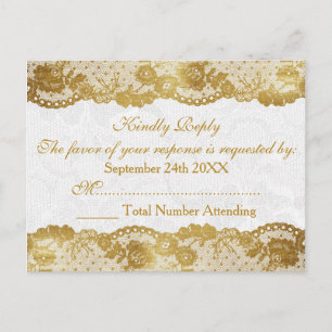 Royal Personalized RSVP Golden White Lace Briefkaa Uitnodiging Briefkaart