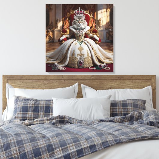 Royal Pet Queen Portrait - Luxe Digitale Kunst Canvas Afdruk (Insitu (Slaapkamer))