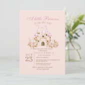 Royal Pink Gold Castle Princess Baby shower Kaart (Staand voorkant)