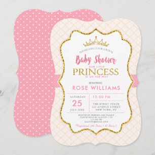 Royal Pink Little Princess baby shower Uitnodiging