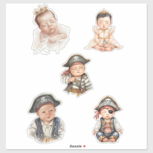 Royal & Pirate Baby Sticker Set – Cute Fantasy Bab (Feuille)