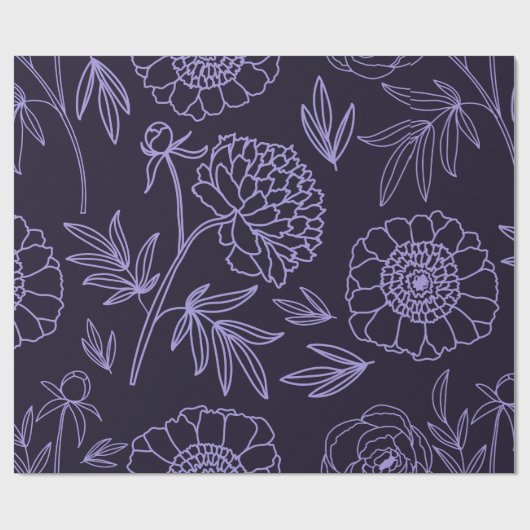 Royal Plum Bloesems van Pioenrozen in Zwarte Achte Cadeaupapier (Vlak)