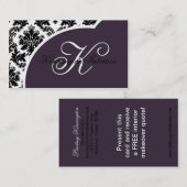 Royal Plum Paars Black Damask Visitekaartjes (Voorkant / Achterkant)
