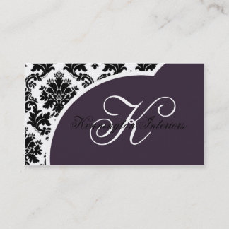 Royal Plum violet noir Damask Cartes de visite