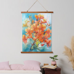 Royal Poinciana Bouquet Waterverf Hangend Wandkleed