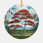 Royal Poinciana en Palm Tree Keramisch Ornament (Voorkant)