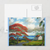 Royal Poinciana en Palm Trees Briefkaart (Voorkant / Achterkant)