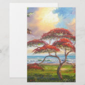 Royal Poinciana Tree Painting Briefpapier (Voorkant / Achterkant)