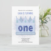 Royal Prince 1er anniversaire Invitation | Couronn (Debout devant)