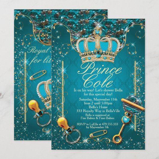 Royal Prince Baby Boy Shower Invitations (Devant / Derrière)