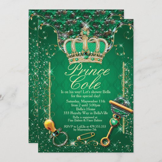Royal Prince Baby Boy Shower Invitations (Devant / Derrière)