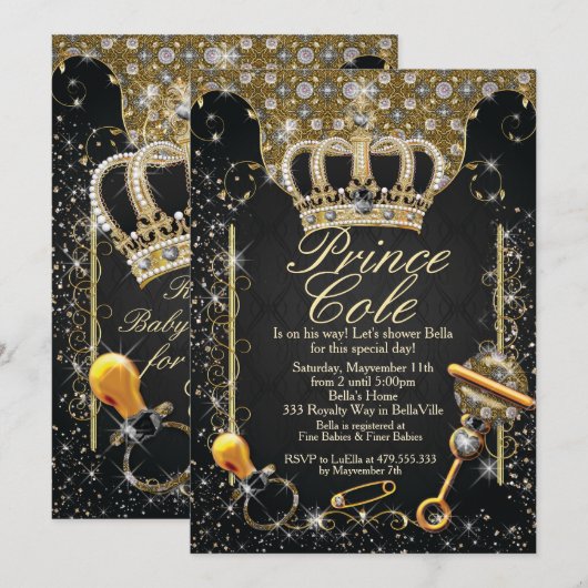 Royal Prince Baby Boy Shower Invitations (Devant / Derrière)