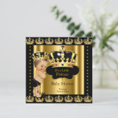 Royal Prince Baby shower Black Gold Crown Kaart (Staand voorkant)