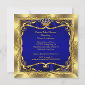 Royal Prince Baby shower Boy Blue Gold Invitation (Dos)