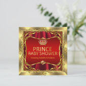 Royal Prince Baby shower Boy Red Gold Invitation (Debout devant)
