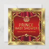 Royal Prince Baby shower Boy Red Gold Invitation (Devant)