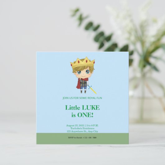Royal Prince Birthday Uitnodiging (Staand voorkant)