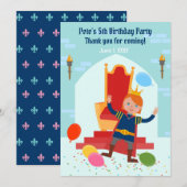 Royal Prince Boy verjaardagsfeestje Bedankkaart (Voorkant / Achterkant)