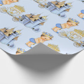 Royal Prince Castle Carriage Blue Gold Boy Cadeaupapier (Hoek)