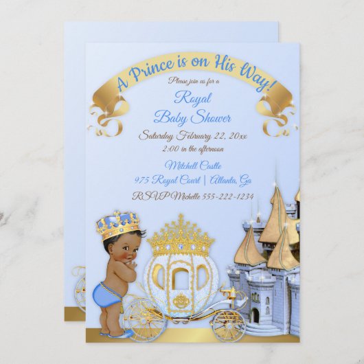 Royal Prince Castle Carriage Blue Gold Boy Kaart (Voorkant / Achterkant)