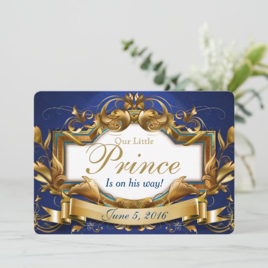 Royal Prince Elegant Baby Douche Uitnodigingen (Staand voorkant)