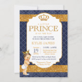 Royal Prince Navy Blauw Goud Wit Baby shower Kaart (Voorkant)
