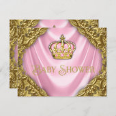 Royal Princess Baby shower Roze Satijn en Goud Kaart (Voorkant / Achterkant)
