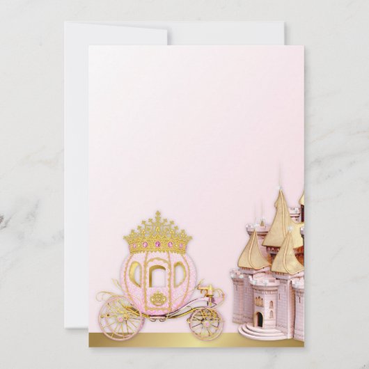 Royal Princess Castle Carriage Pink Gold Girl Kaart (Achterkant)