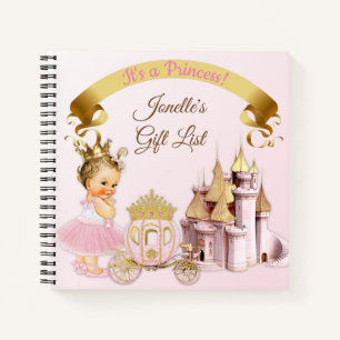 Royal Princess Castle Carriage Pink Gold Girl Notitieboek