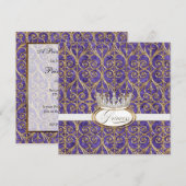 Royal Princess Crown Girl Invitations de fête d'an (Devant / Derrière)