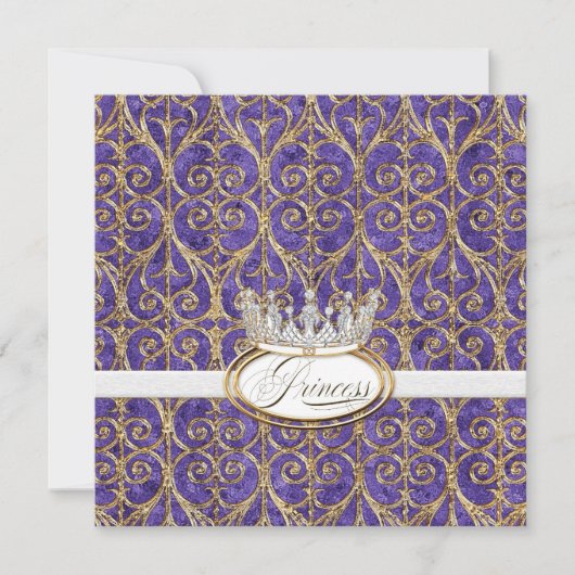 Royal Princess Crown Girl Invitations de fête d'an (Devant)