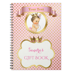 Royal Princess Pink Gold Crown Gift Guest Notitieboek