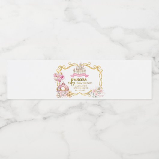 Royal Princess Pink Pumpkin Carriage Bottle Label Waterfles Etiket (Enkel label)