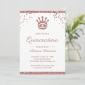 Royal Princess Roos Gouden Glitter Quinceanera Kaart (Staand voorkant)