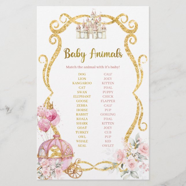 Royal Princess Roze Koets Baby Dieren Spel (Voorkant)