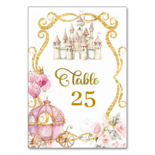 Royal Princess Roze Pompoen Carriage Table Number Kaart