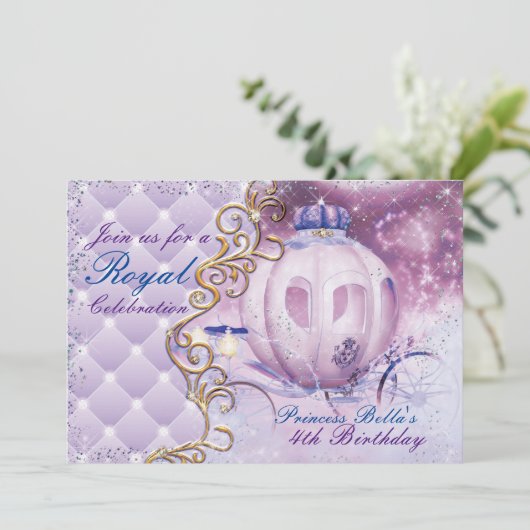 Royal Princess verjaardagsfeestje uitnodigingen (Staand voorkant)