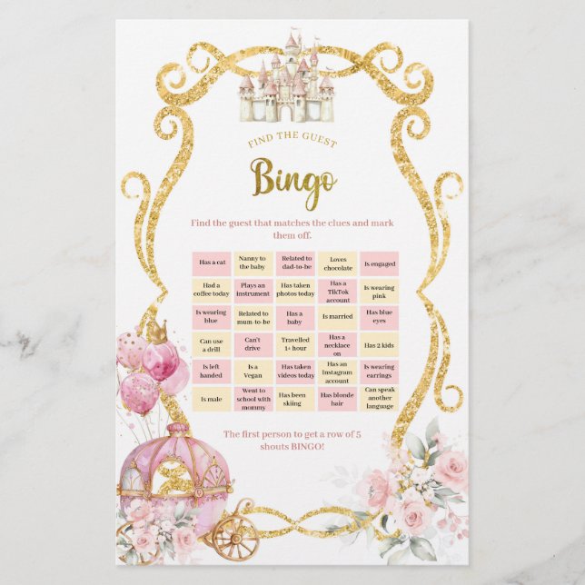 Royal Princess Vind de gast bingo spelletjes (Voorkant)