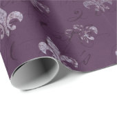 Royal Princess Violet Script Paars Fleur-de-lis Cadeaupapier (Rol Hoek)