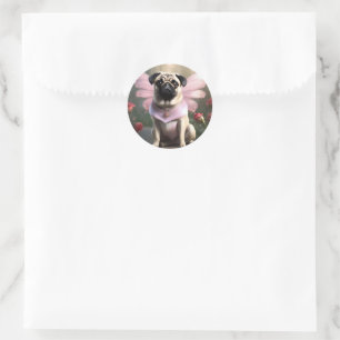 Royal Pug: De Prinses Sprookje van Betoverde Rijke Ronde Sticker