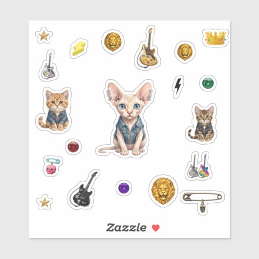 Royal  Punk-Cat Stickers (Feuille)