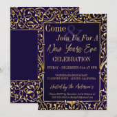 Royal Purple and Gold Nouvel An Eve Invitation (Devant / Derrière)