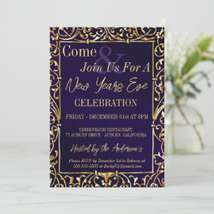 Royal Purple and Gold Nouvel An Eve Invitation