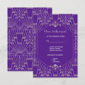 Royal Purple Argent Great 20s Mariage RSVP (Devant / Derrière)