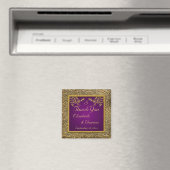 Royal Purple et or Floral mariage Favor Magnet (In Situ (Lave-vaisselle))