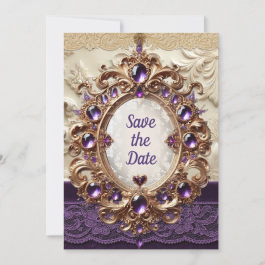 Royal Purple & Gold Enregistrer la carte Date (Devant)