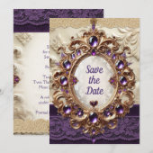 Royal Purple & Gold Enregistrer la carte Date (Devant / Derrière)