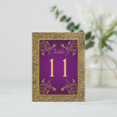 Royal Purple, Gold Floral Numéro de table Carte po (Debout devant)