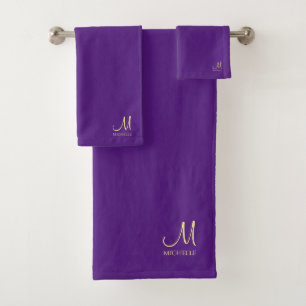 Royal Purple & Gold Monogramme Nom Typographie